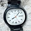 Used SEIKO ACTUS Day-Date 21 Jewels White Dial Black Color 7019-5130