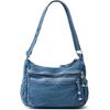 Damen Retro Große Canvas Denim Schultertasche Denim Crossbody Handtaschen Lässiger Stil Leichte Tragetasche Geldbörse