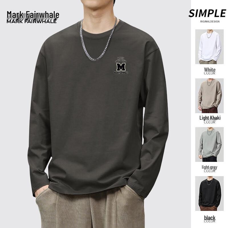 MARK FAIRWHALE Men's Heavyweight Pure Cotton Long Sleeve T-Shirt