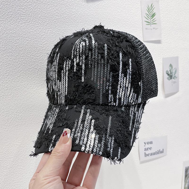 

Регулируемая дышащая бейсболка с блестками и сеткой - Fantasy Y2K Trucker Hat для женщин с регулируемым приталенным дизайном, повседневный стиль adjustable чёрный