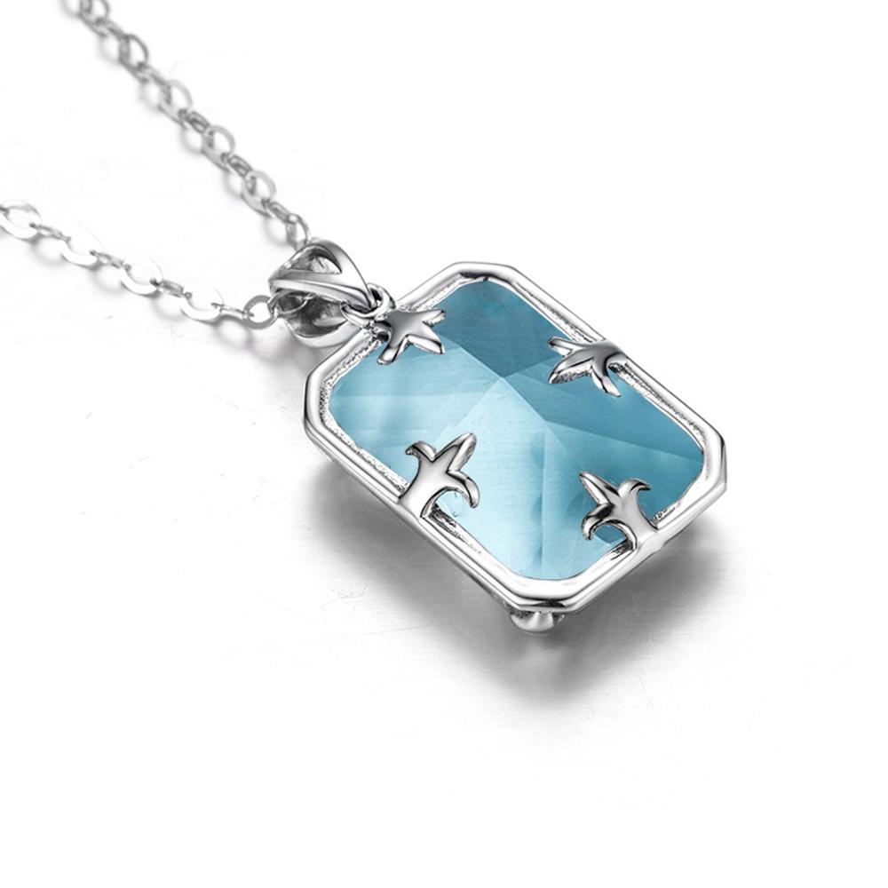 Szjinao Real 925 Silver Aquamarine Pendant For Women Gemstone Necklace Pendants Viking Handmade Undefined Fine Jewelry