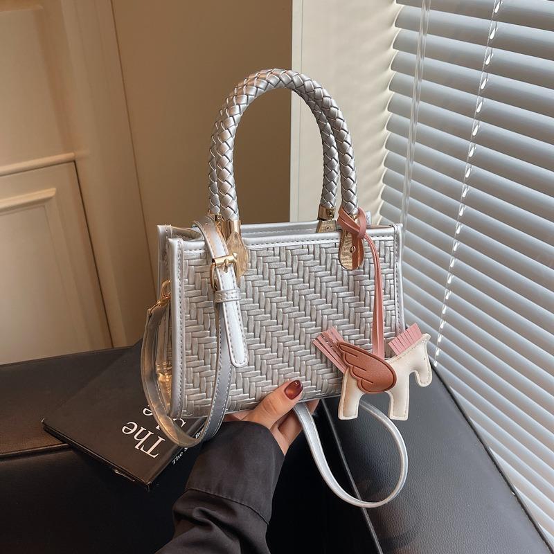 High-end Woven Pattern Small Bag Women's New Trendy Fashion Portable Tote Versatile Commuter Messenger Bag