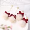 1Pair Cute Pompom Ball Bowknot Snowflake Plush Earrings Christmas Sweet Fashion Jewelry For Women Girls New Year Gifts