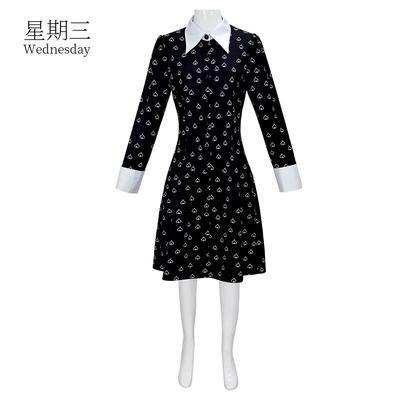 Anime Wednesday Adams Cosplay Amerikanisches Drama Gleiches Kleid Wednesday Damen Schwarzes Kleid Halloween Kostüm Für Frau