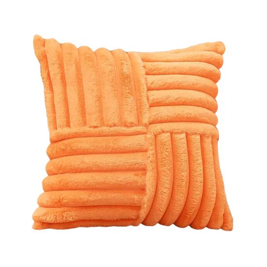 Plush Throw Pillow Cover 18x18 Inch Soft Faux Fur Striped Cushion Cover Machine Washable Fluffy Pillowcase for Sofa Living Room Bedroom Decor