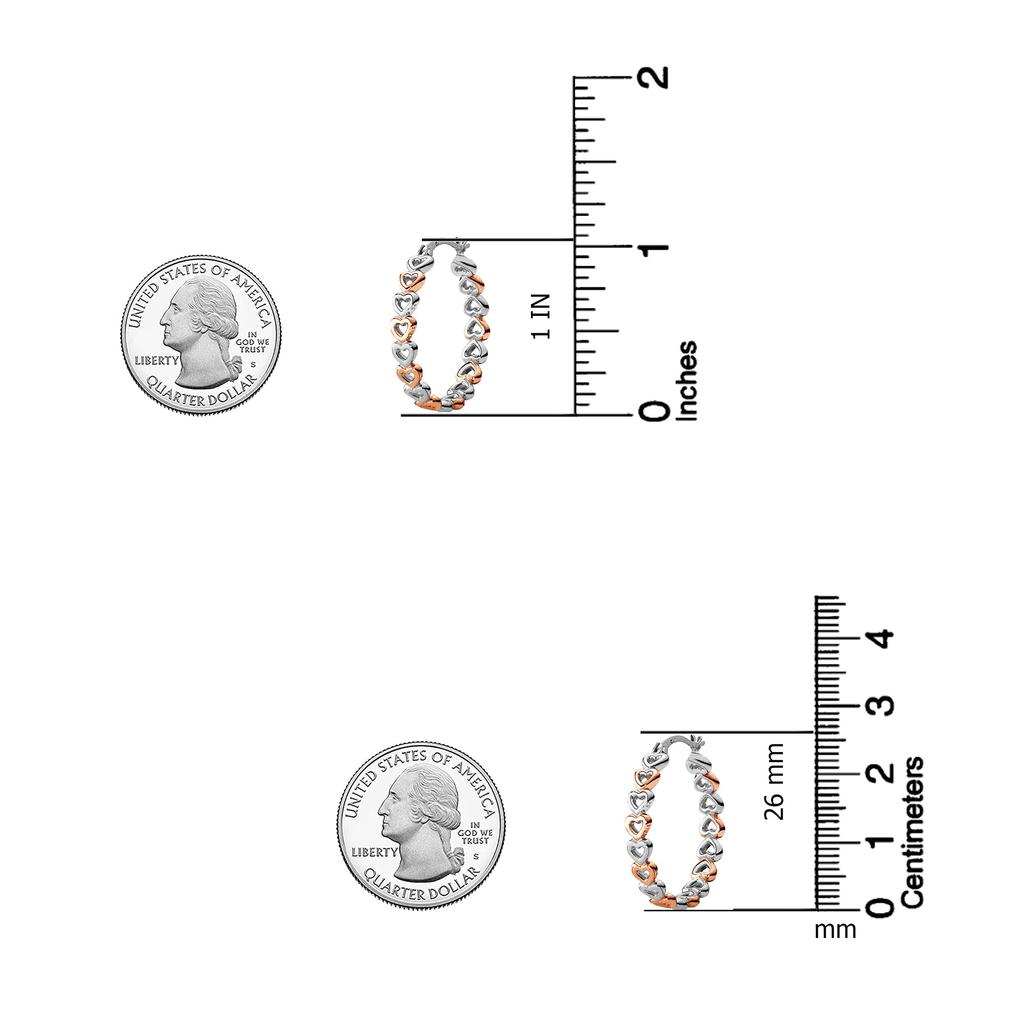 LeCalla S925 Sterling Silver Jewelry Two-Tone Love Heart Click-Top Hoop Earrings for Women 26MM