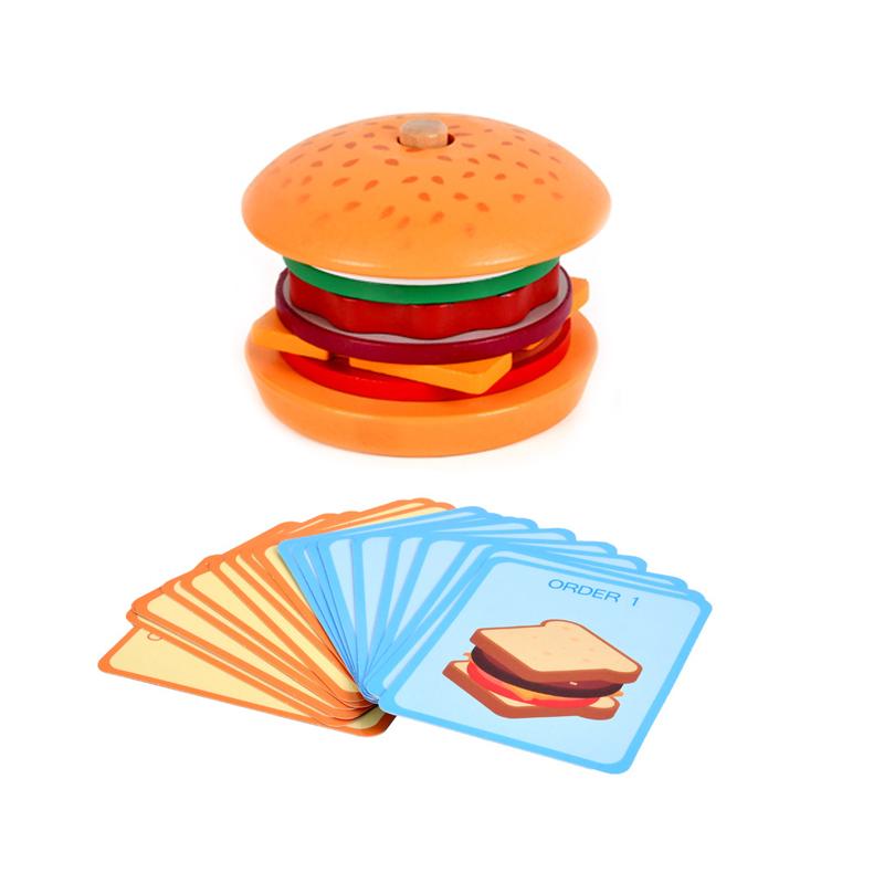 DIY Pretend Play Toy Simulation Hamburger Sandwich Shape Color Pairing Food Classic Play House Early Education For Children
