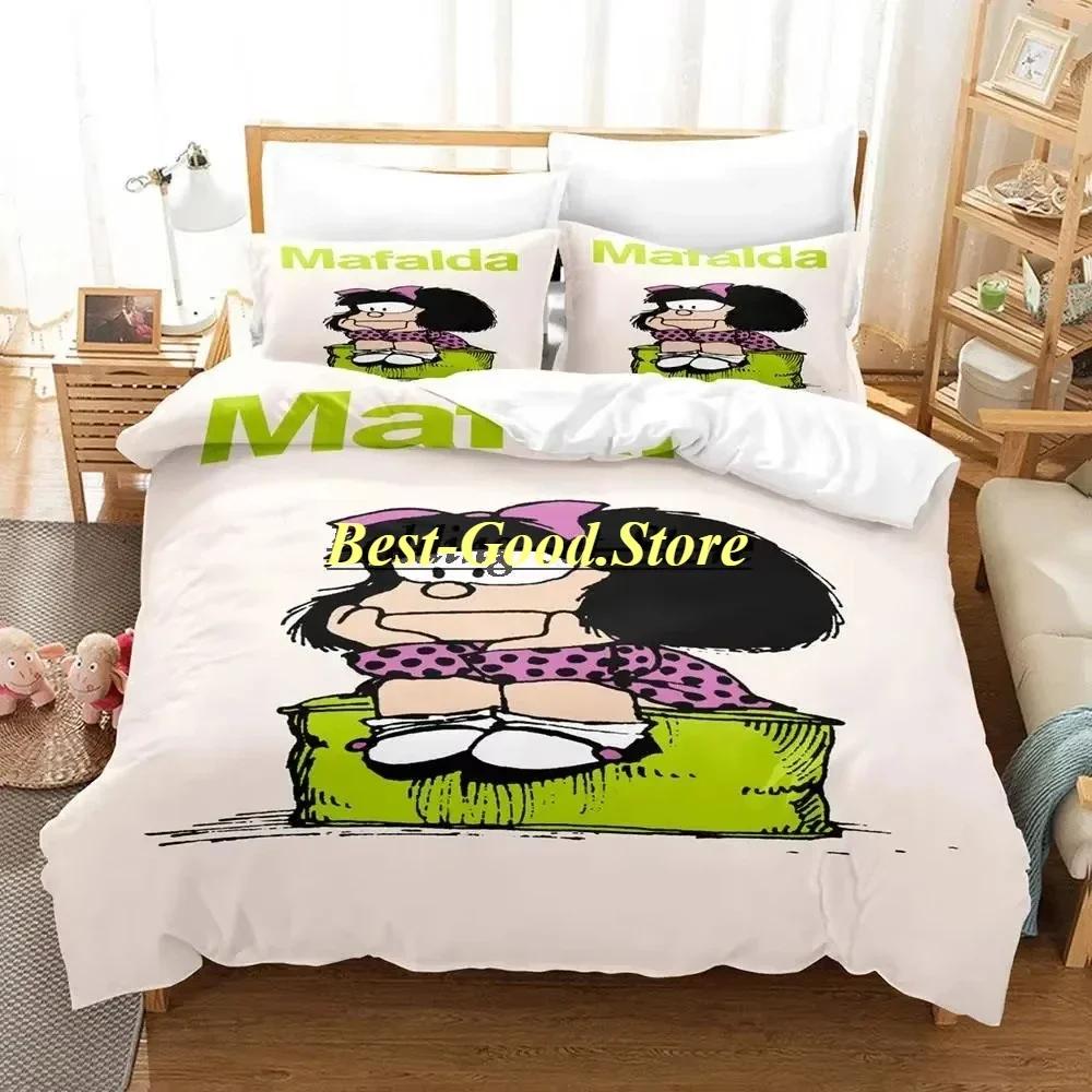 Cute Girl Mafalda Bedding Set Duvet Cover Full Queen King Size Pillowcase Bed Printed Bed Set For Aldult Kid Bedroom Single Twin