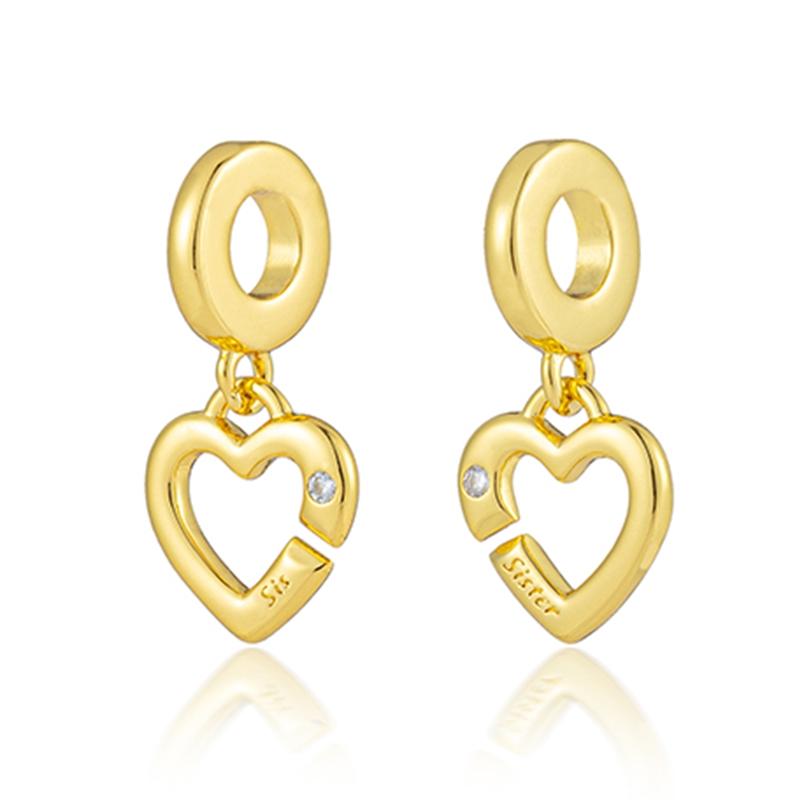 Gold Plated Heart Flower Clip Charm Beads Dangle For Snake Bracelet Necklace DIY Jewelry Women Gift Sparking