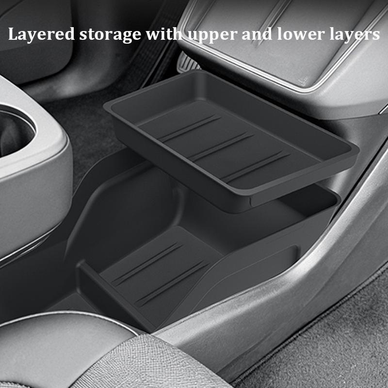 Lagere Opbergbak Middenconsole Voor Tesla Model Y Standaard RWD 2026 Organizerbak TPE Opbergbak Interieuraccessoires