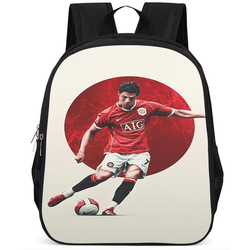 Spacious 15 Inch Cristiano Ronaldo School Backpack For Kids Lightweight Oxford Fabric