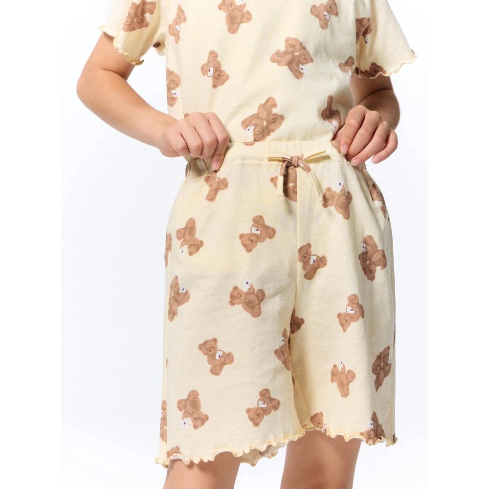 Gu By Uniqlo Girls Cotton Lounge Set  Short Sleeve   Shorts   Bear 