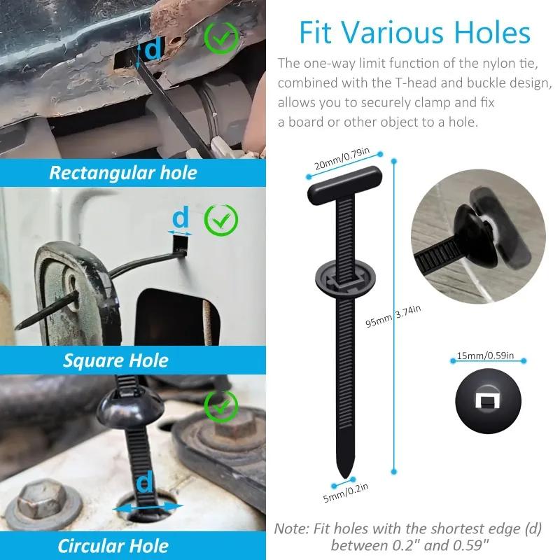 Heavy-Duty Self-Locking Nylon Cable Ties Buckle Fixed Through The Core Nail Cable Tie High-Strength Fasteners Car/Home/Outdoor