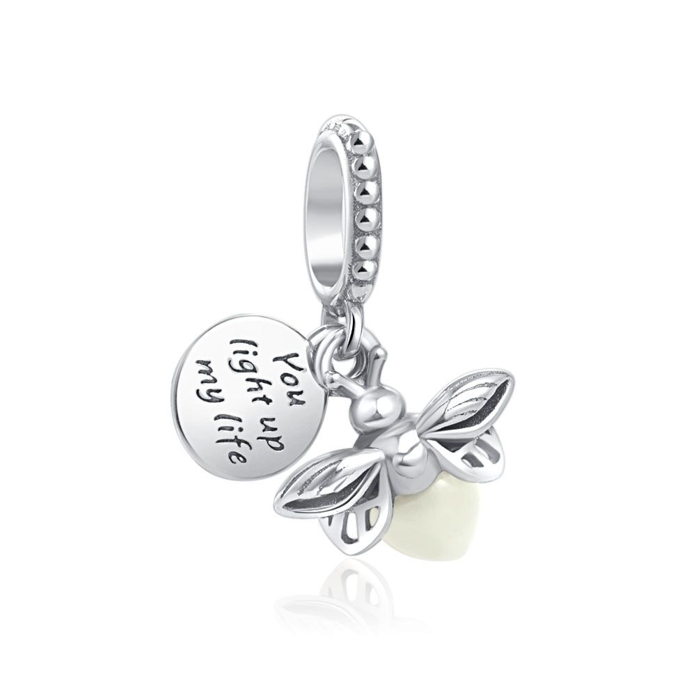 All Glow-in-the-dark Firefly Flower Dangle Charm Pendant Bead Fit Original Charms Silver S925 Plated Bracelet DIY Jewelry