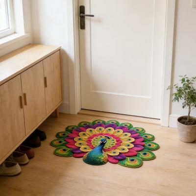 Padlószőnyeg 3D Pávamintás Puha Csúszásgátló Dekoratív Szőnyeg Otthoni Nappali Hálószoba Bejárat Könnyen Tisztítható Szőnyeg