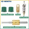 R410A R134A Adapters Mini Split Adapter Fitting Kit 5/16" SAE 1/4" SAE Flare, 1/2 Acme 1/4" Female to Male Brass Fitting Kit with Valve Core Remover
