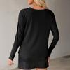 Top da Donna Vestibilità Larga Scollo a V Manica Lunga Camicia Colore Puro Primavera Autunno Blusa Casual Versatile per l'Uso Quotidiano