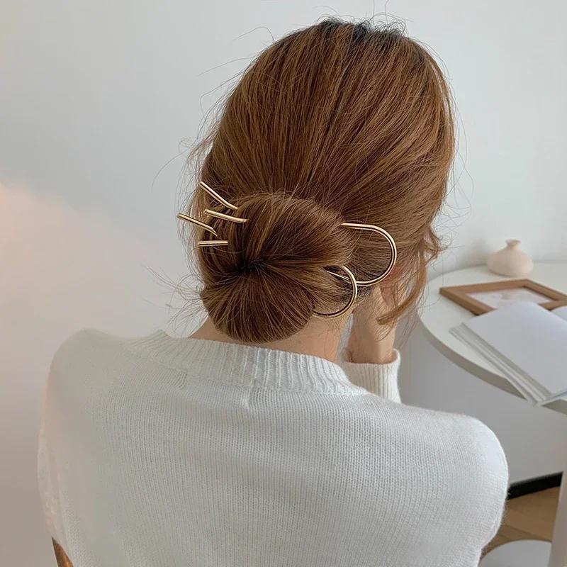 U-Shaped Small Hairpin Minimalist Hair Fork Alloy Hair Stick Trendy Hair Clip Hair Accessory