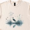 Reiger Shirt Natuurlijk Katoen Vogel Grafisch T-shirt Natuurliefhebber Cadeau Watervogel Shirt Wildlife Kleding Elegant Vogel Ontwerp Kuststijl Top