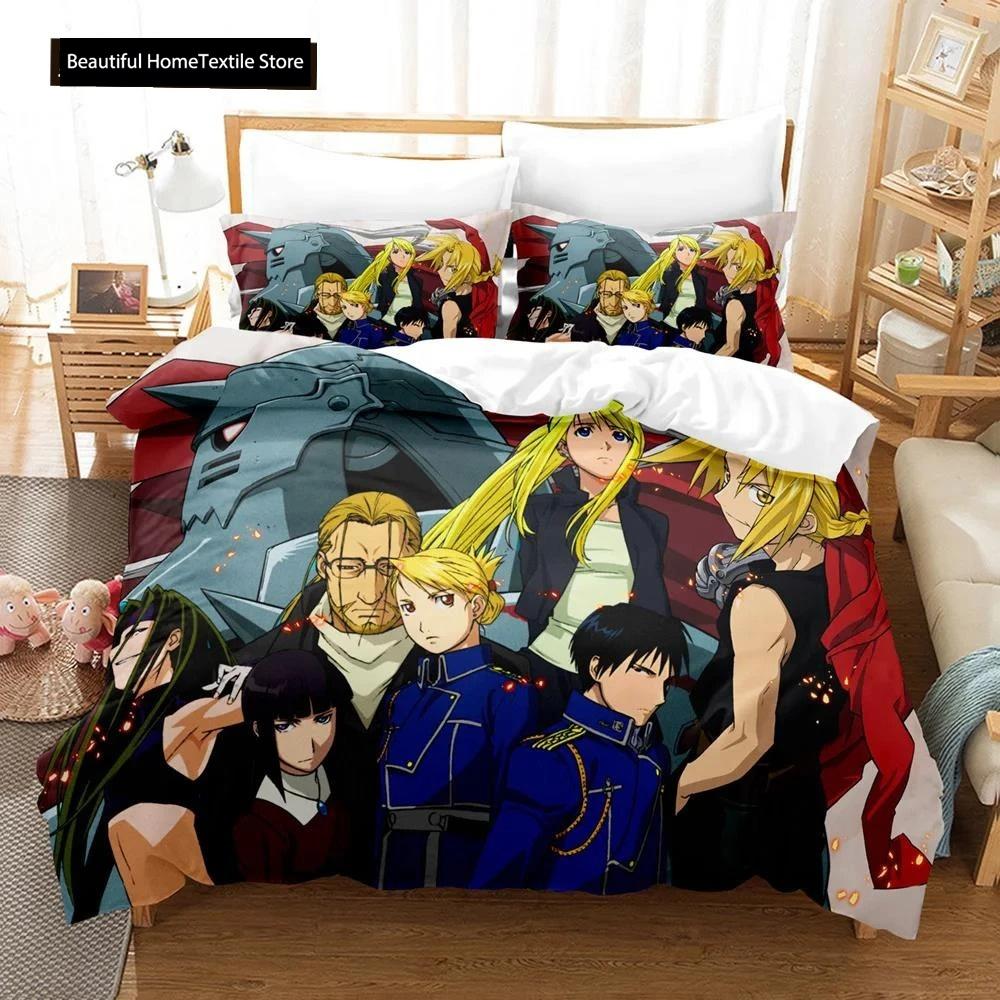 Fullmetal Alchemist Anime Bedding Set Duvet Cover Single Twin King Size Comforter Home Textile Bedroom Decor