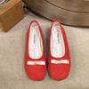 French Bow Round Head Ballet Shoes Girl 2025 Summer New Fairy Shoes Flat Gentle Evening Shoes Single Shoes
