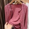Women's White Lightweight Knit Cardigan Long-Sleeve Button Casual Open Front Top
