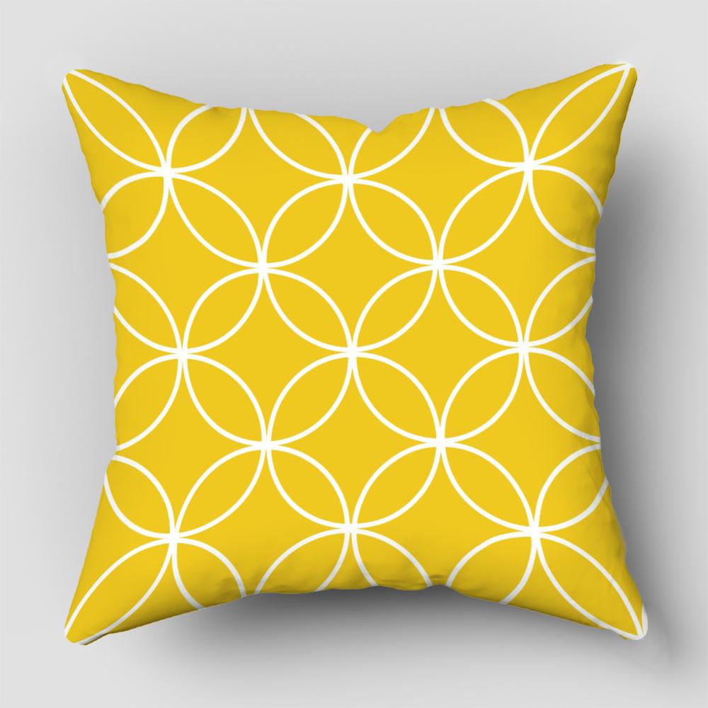 Nordic Yellow Black Abstract Geometric Line Printing Pattern Cushion Cover Home Living Room Sofa Decorative