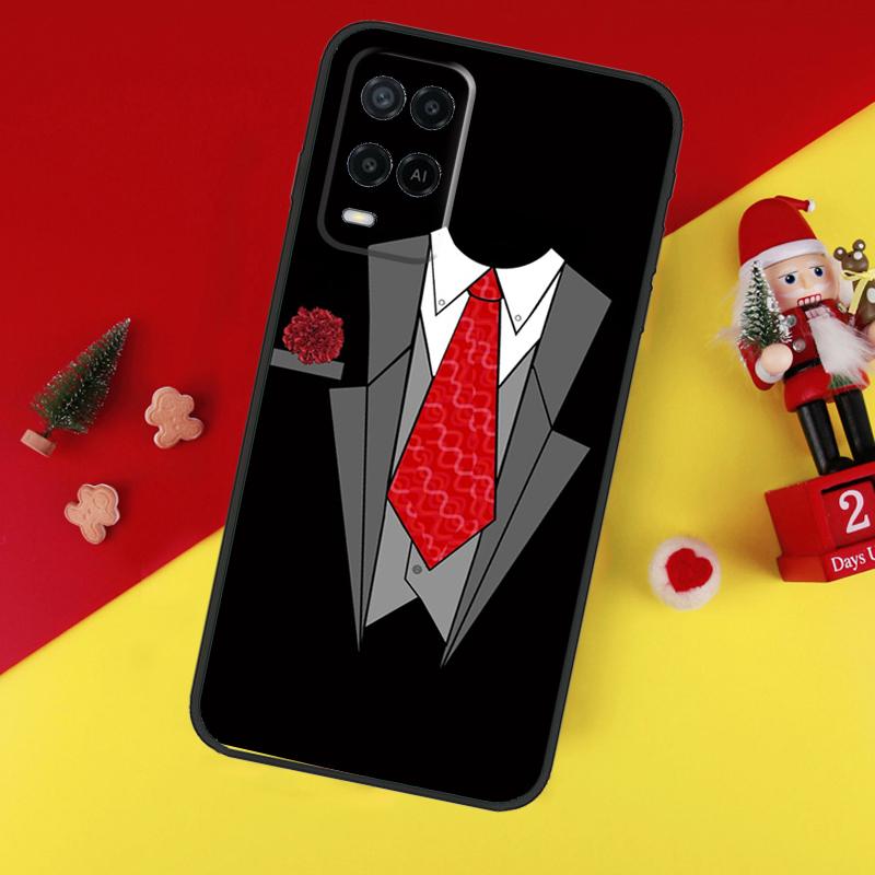 Suit and Tie Case For Oppo A80 A60 A40 A15 A16 A17 A57 A94 A74 A54 A76 A96 A18 A38 A58 A78 A98 A6 A5 Pro