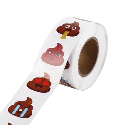 500pcs Kids Toys Self-adhesive Poop Emoticons Sticker Seal 1inch Stationery Sticker Funny Reward Sticker Teacher
