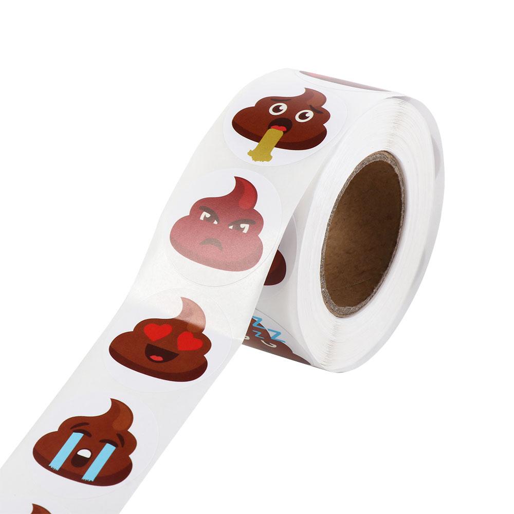 500pcs Kids Toys Self-adhesive Poop Emoticons Sticker Seal 1inch Stationery Sticker Funny Reward Sticker Teacher