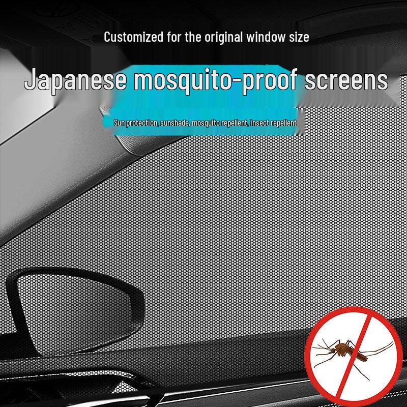 Japanese Car Window Sunshade & Mosquito Screen - Heat Insulation & Insect Protection Curtain