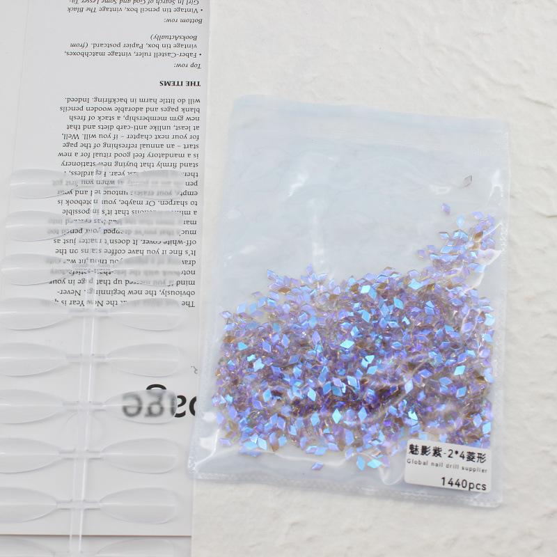 1440 Pieces Phantom Purple Irregular Flat Bottom Rhinestones Aurora Nail Art Accessories Mixed Glass Stickers Decals
