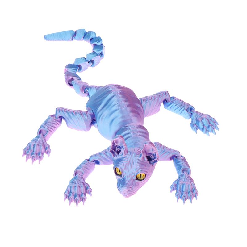 3D Printed Sphinx Cat 3D Printed Animal Toys Realistic Hairless Cat Figurines Articulated Cat Toys Cute Kitten Toys For Cat Love