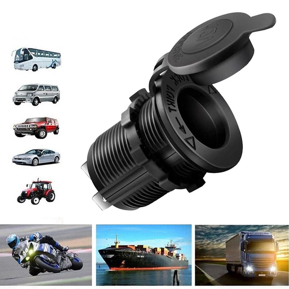 Car Cigarette Lighter Socket 12V-24V Waterproof Plug Power Outlet Adapter for Marine Boat Motorcycle Truck RV ATV
