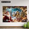 2D Weihnachts-Rentier-Wandteppich, Magische Winterlandschaft mit verschneitem Dorf und Rentieren
