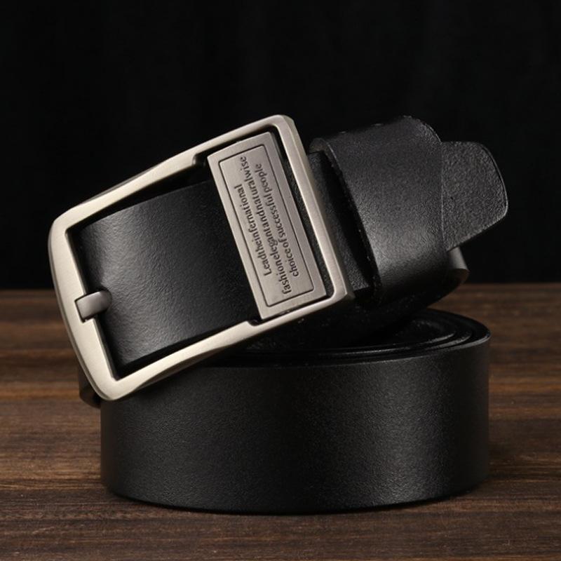 Men'S Belt Leather Pin Buckle Pure Cowhide No Interlayer Belt Men'S Trendy Casual Jeans Belt