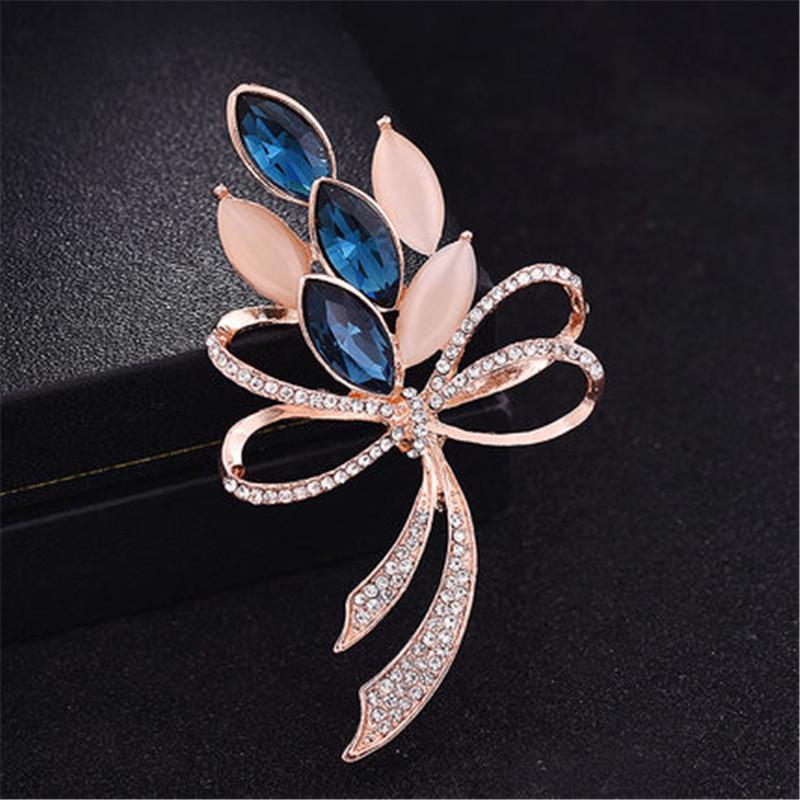 

Корейская хрустальная брошь-булавка в виде цветка с драгоценными камнями для женской одежды и аксессуаров синий