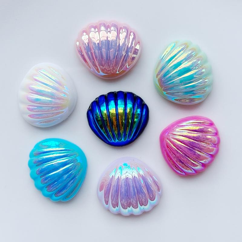 

10/20Pcs Resin Cute Mixed Colored Shell Flatback Cabochon Scrapbook Kawaii DIY Embellishments Accessories K74 10PCS