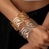 Heavy Industry Hollow Pattern Leaves Geometric Opening Bracelet Personalized Bracelet Jewelry