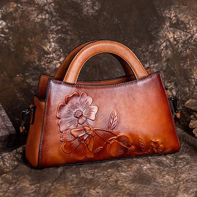 Bolsos nuevos vintage para mujer, bolsos de capa superior de cuero genuino, bolsos bandolera esculpidos para señoras