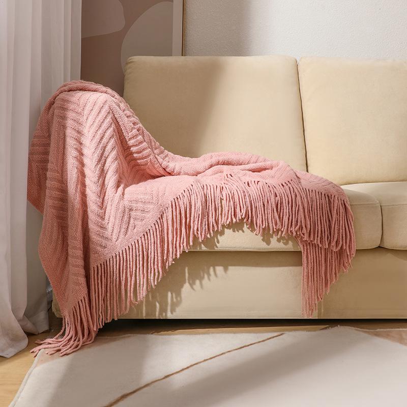 Throw Blanket for Bed, Couch, Knit Woven Blanket with Tassels, Soft Lightweight Cozy Pre-Washed Breathable Farmhouse Decoration for All-Season
