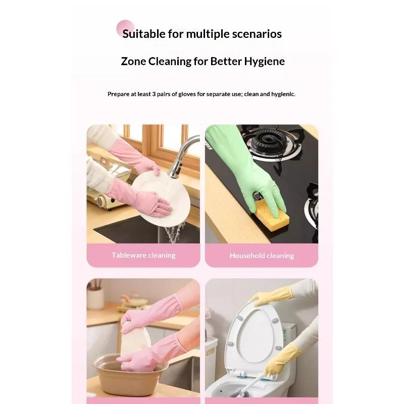 Thickened Waterproof Dishwashing Gloves Fleece Lined Heavy Duty for Kitchen Laundry Cleaning Warm Household Use