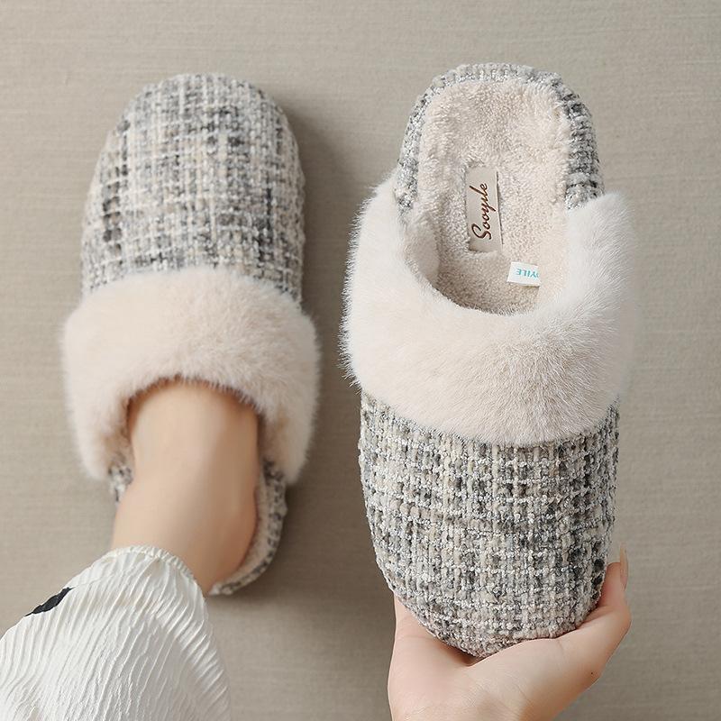Baotou Cotton Slippers Winter New Xiaoxiangfeng Home Warmth Household Plush Non-slip Floor Mop Cotton Mop
