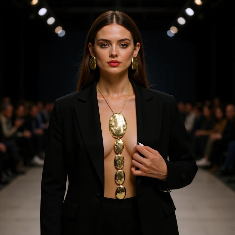 Διασυνοριακό Σετ Ακανόνιστων Οβάλ Σκουλαρικιών με Υφή Ευρωπαϊκού & Αμερικάνικου Στυλ & Κολιέ - Μοντέρνα, Κομψά Κοσμήματα