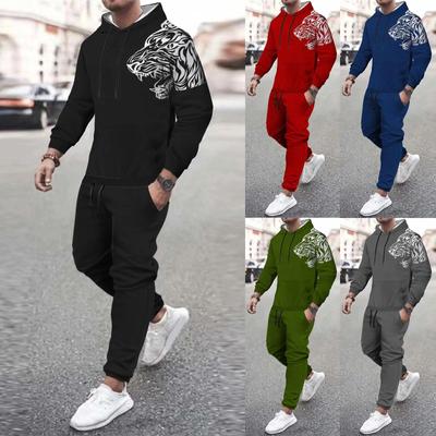 Impressão de leopardo venda quente dos homens novo agasalho hoodies e calças alta qualidade masculino diário casual esportes jogging conjunto outono roupas