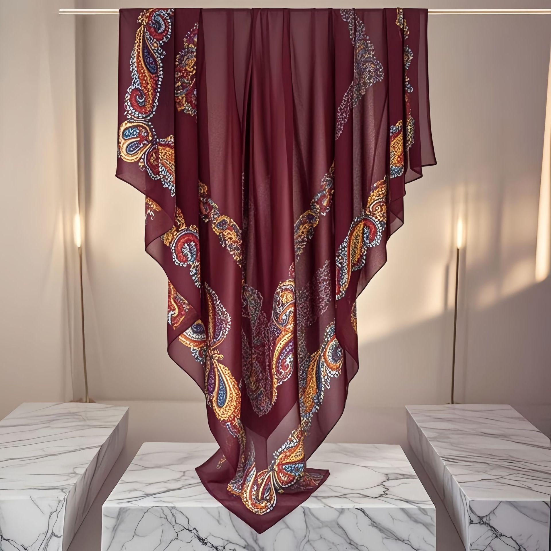 

Женский модный квадратный шарф-шаль из шелковистой марли 130x130 - Высококачественный, легкий, длинный шарф 130*130