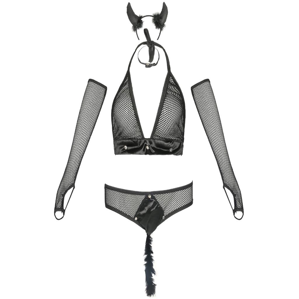 Three-point Mesh Cat Girl Game Uniform, Women's Lingerie, Cat Woman Role-playing Cat Dress