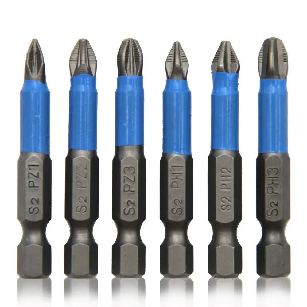 

6Pcs Hexagonal Handle Anti Skid Electric Screwdriver Woodworking Cross Screwdriver Tool Set PH1 PH2 PH3 PZ1 PZ2 PZ3