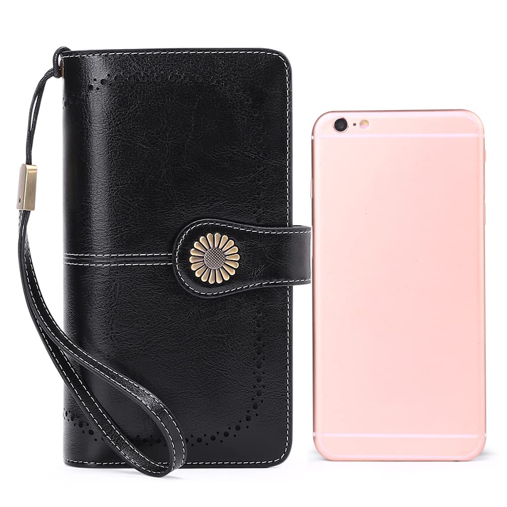 SENDEFN Women's Long Wallet, Large Capacity, with Coin Purse, Comfortable to the Touch, RFID & Magnetic Skimming Protection, Genuine Leather Long