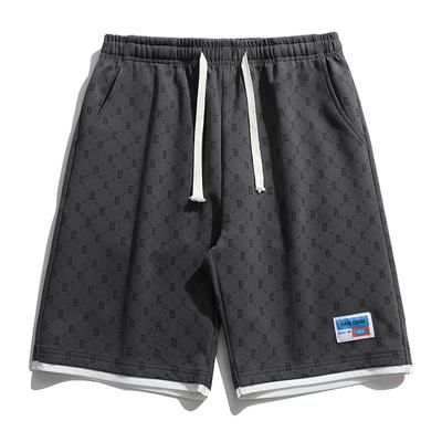 Shorts para o verão masculino, fresco e moderno, com letras, tubo reto, solto, cinco partes, calças médias